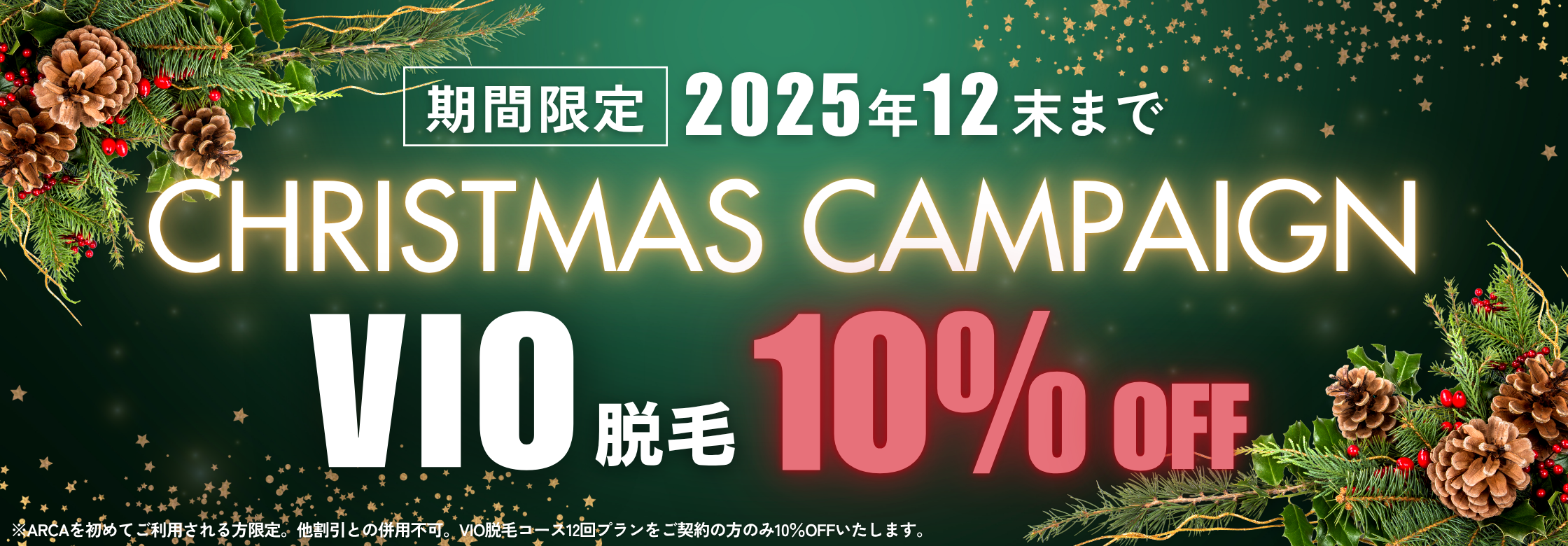 クリスマスキャンペーン 2025年12月末までVIO脱毛10%OFF